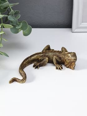 Фигурка полистоун «Игуана», под золото, 15.5×11×3.2 см