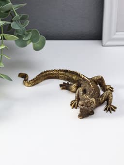 Фигурка полистоун «Игуана», под золото, 15.5×11×3.2 см