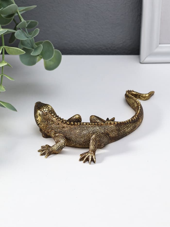 Фигурка полистоун «Игуана», под золото, 15.5×11×3.2 см