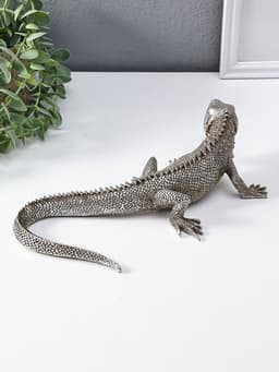 Фигура полистоун «Игуана», под чернённое серебро, 25.2×12.2×7 см