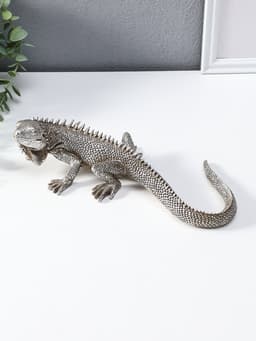 Фигура полистоун «Игуана», под чернённое серебро, 25.2×12.2×7 см
