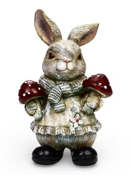 Садовая фигура из полистоуна «Зайка с грибами», 26×12×16 см