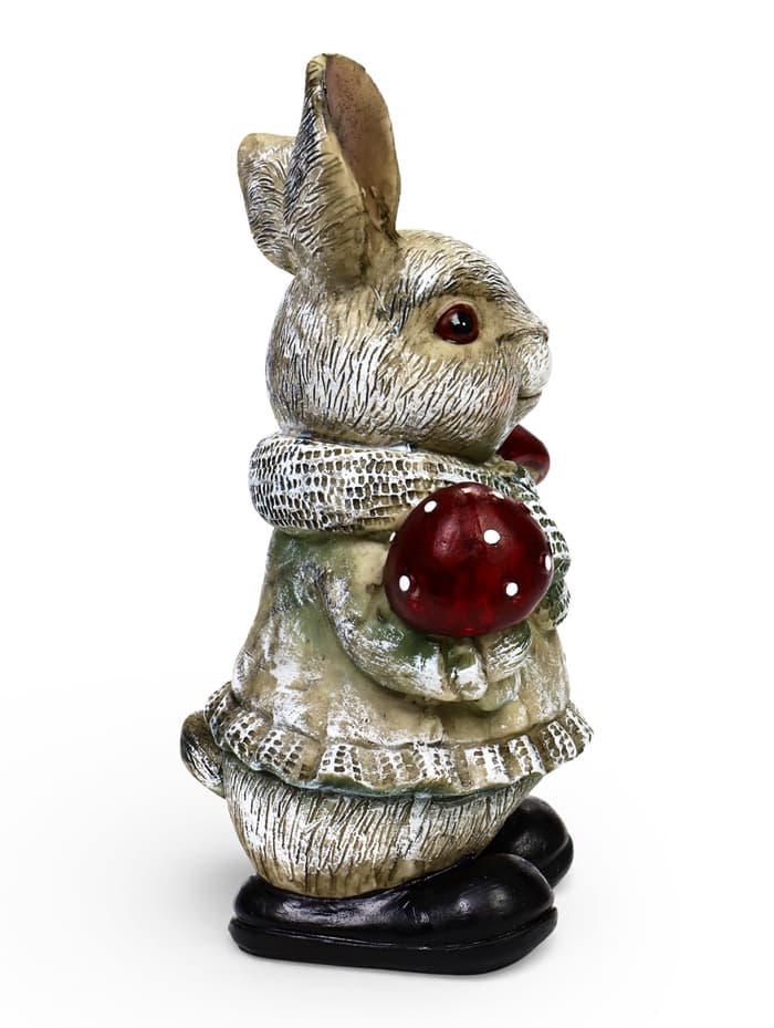 Садовая фигура из полистоуна «Зайка с грибами», 26×12×16 см