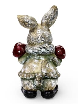 Садовая фигура из полистоуна «Зайка с грибами», 26×12×16 см