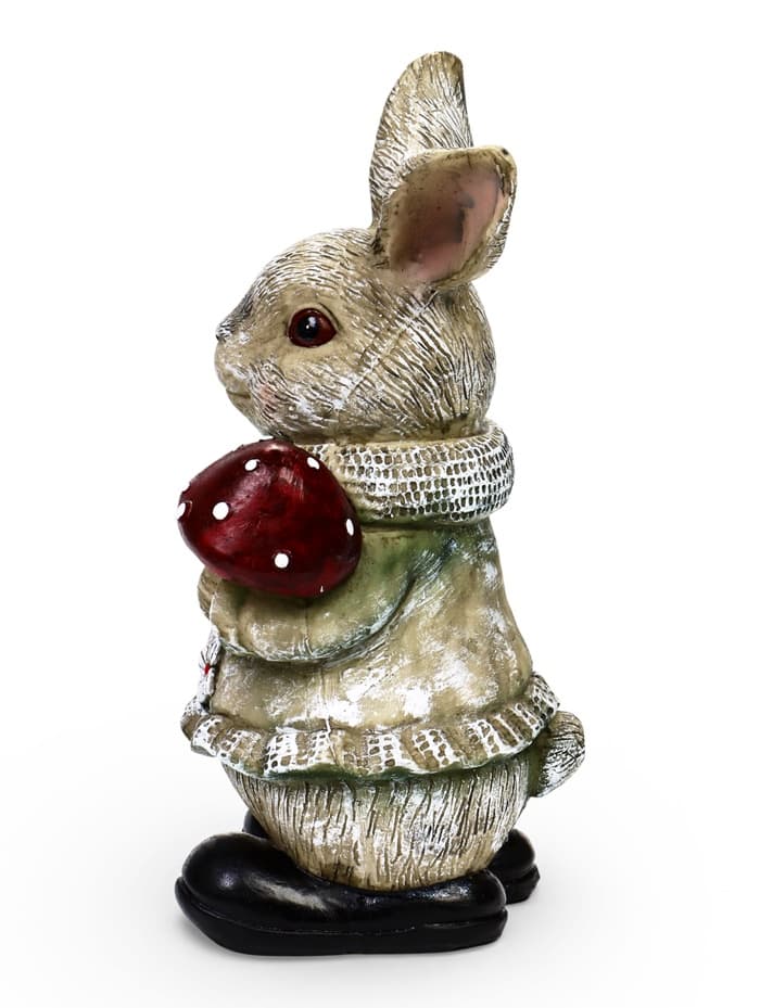 Садовая фигура из полистоуна «Зайка с грибами», 26×12×16 см