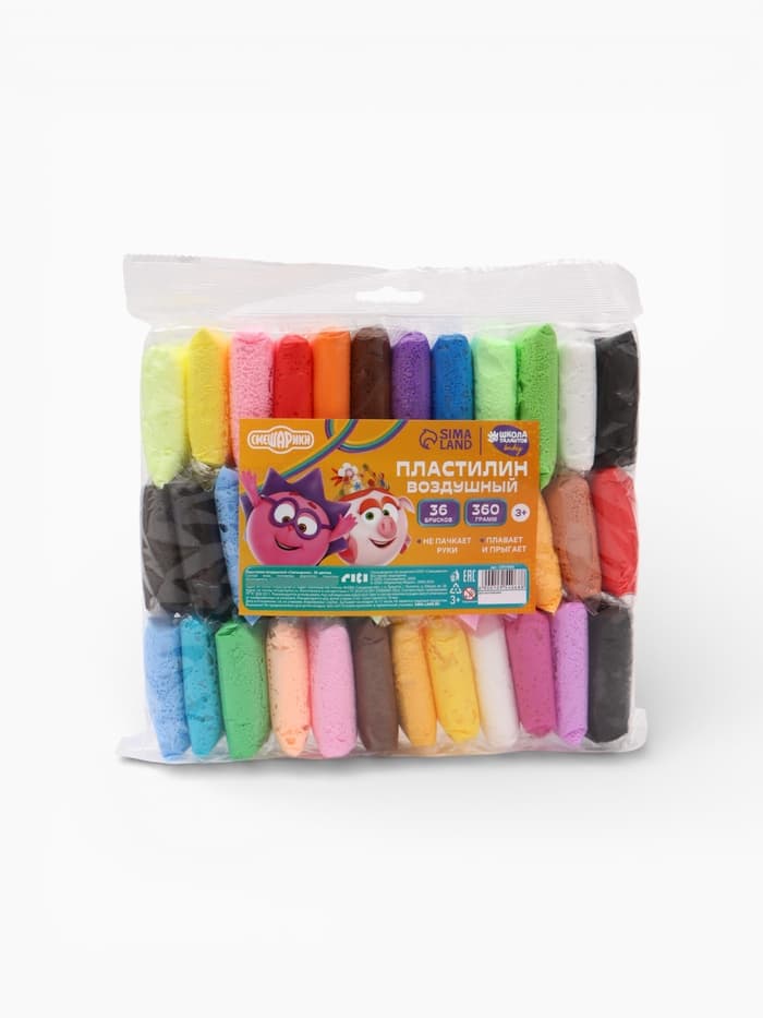 Пластилин воздушный «Смешарики», 36 цветов