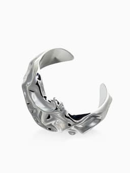 Браслет манжета «Лава», d=7.5 см, цвет серебро