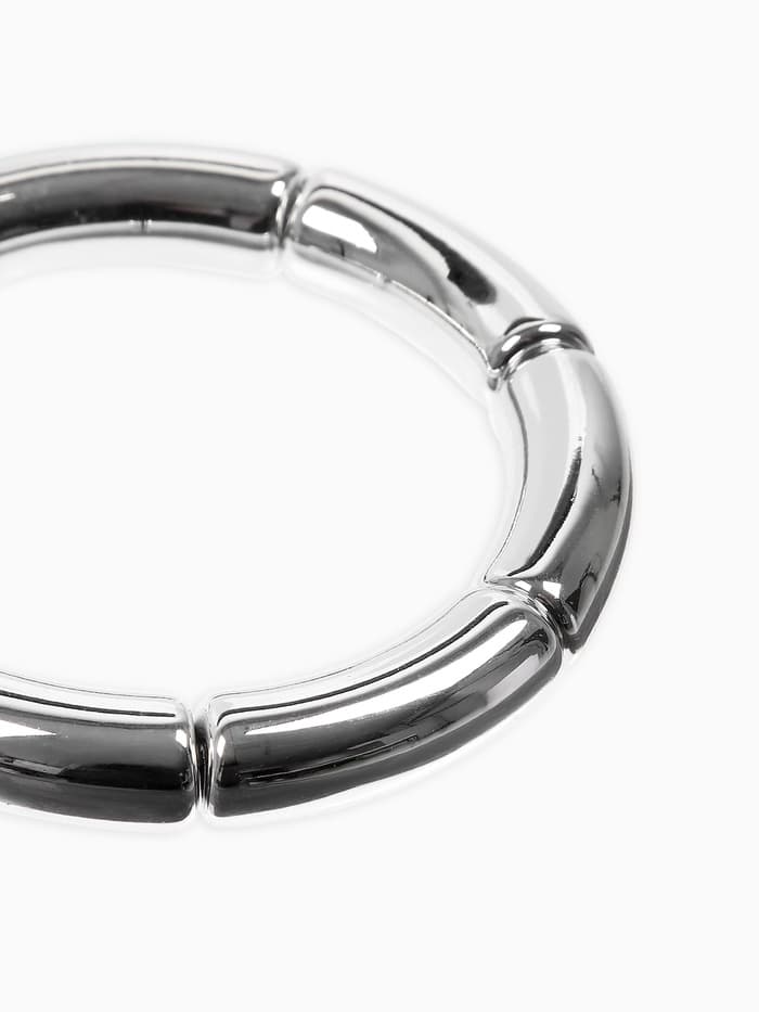 Браслет на резинке «Стиль. Гладкость», пластик, d=7 см, цвет серебро