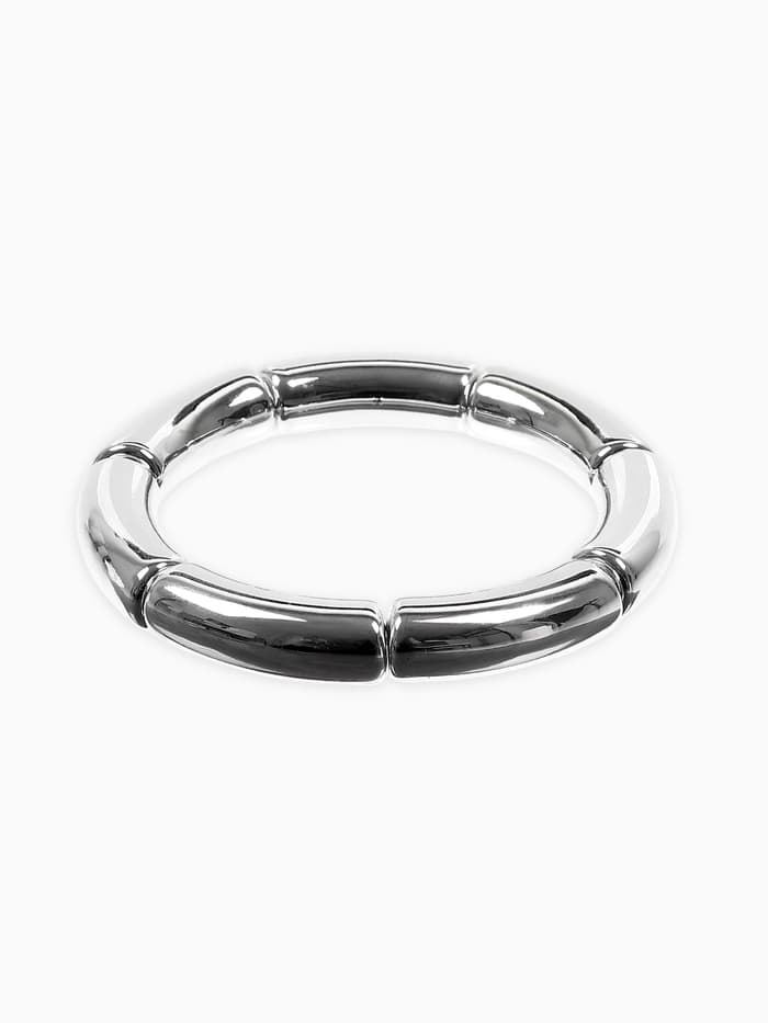 Браслет на резинке «Стиль. Гладкость», пластик, d=7 см, цвет серебро