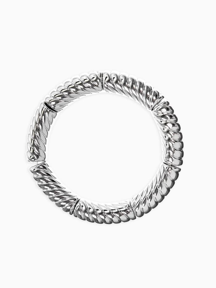 Браслет на резинке «Стиль. Резной», пластик, d=7 см, цвет серебро