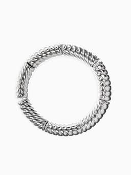 Браслет на резинке «Стиль. Резной», пластик, d=7 см, цвет серебро