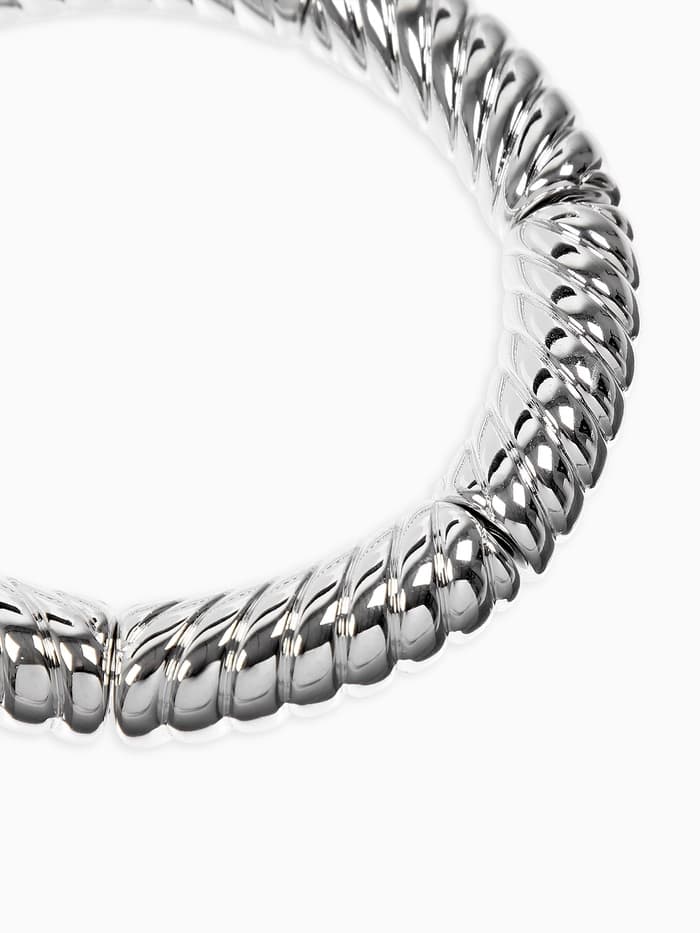 Браслет на резинке «Стиль. Резной», пластик, d=7 см, цвет серебро