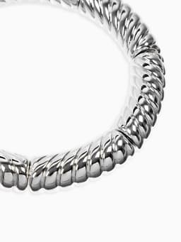 Браслет на резинке «Стиль. Резной», пластик, d=7 см, цвет серебро