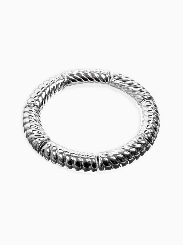 Браслет на резинке «Стиль. Резной», пластик, d=7 см, цвет серебро