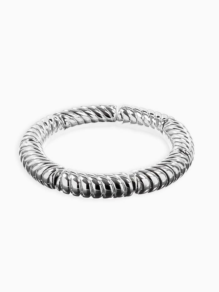 Браслет на резинке «Стиль. Резной», пластик, d=7 см, цвет серебро