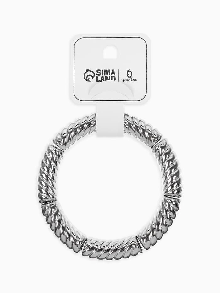 Браслет на резинке «Стиль. Резной», пластик, d=7 см, цвет серебро