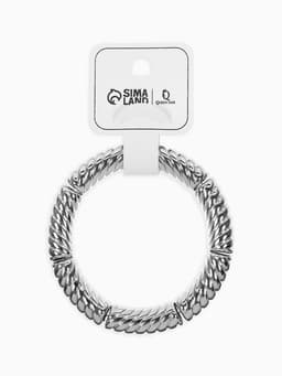 Браслет на резинке «Стиль. Резной», пластик, d=7 см, цвет серебро