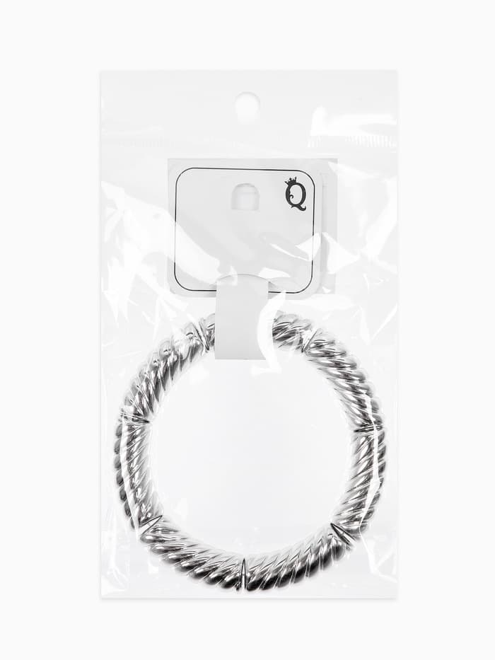 Браслет на резинке «Стиль. Резной», пластик, d=7 см, цвет серебро