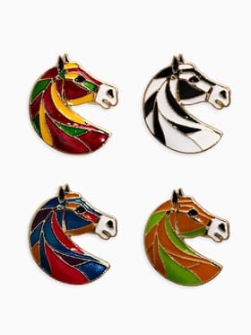 Брошь с эмалью «Лошадь», МИКС в золоте