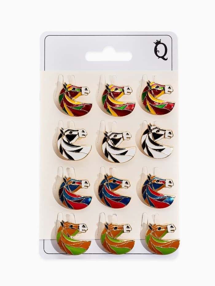 Брошь с эмалью «Лошадь», МИКС в золоте