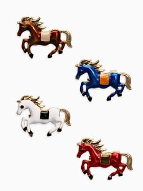 Брошь с эмалью «Маленькая лошадка», скакун, МИКС в золоте