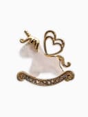 Брошь «Лошадка-Качалка. Единорог», белая в золоте