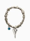 Браслет из бусин с подвеской «Гематит и Сердце», d=6 см, голубой в серебре