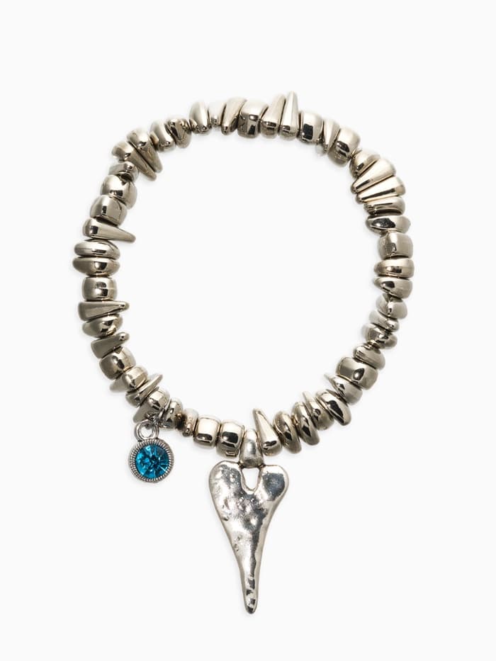 Браслет из бусин с подвеской «Гематит и Сердце», d=6 см, голубой в серебре