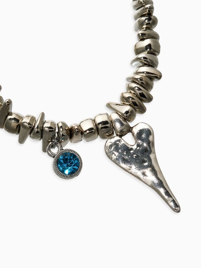Браслет из бусин с подвеской «Гематит и Сердце», d=6 см, голубой в серебре