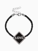 Браслет на шнурке «Любовь», стразы, L=18 см, чёрный