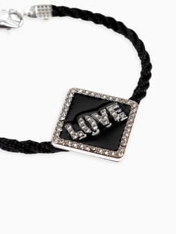 Браслет на шнурке «Любовь», стразы, L=18 см, чёрный