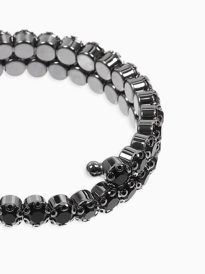 Браслет-пружинка со стразами, d=6.5 см, чёрный