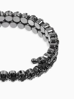 Браслет-пружинка со стразами, d=6.5 см, чёрный