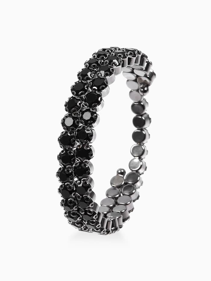 Браслет-пружинка со стразами, d=6.5 см, чёрный