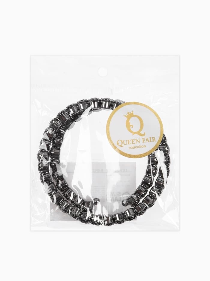 Браслет-пружинка со стразами, d=6.5 см, чёрный