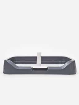 Туалет для собак, 48×39×8.5 см, с бортами, съёмной решеткой и столбиком, серый