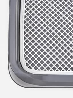 Туалет для собак, 48×39×8.5 см, с бортами, съёмной решеткой и столбиком, серый