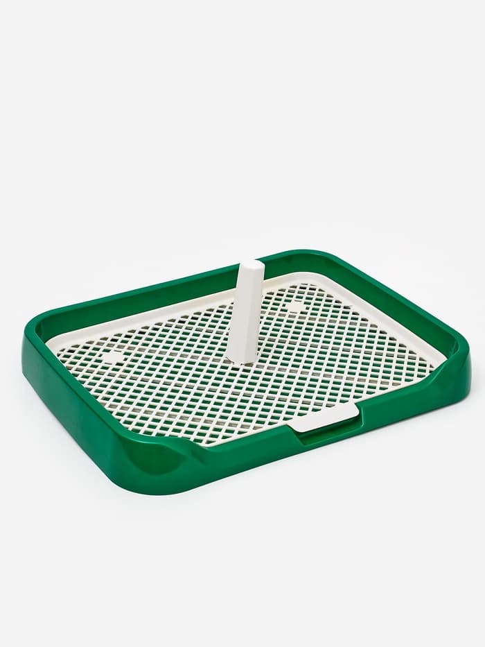 Туалет для собак, 46.5×36×5.5 см, со съёмной решеткой и столбиком, зелёный