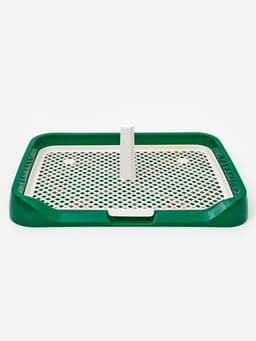 Туалет для собак, 46.5×36×5.5 см, со съёмной решеткой и столбиком, зелёный