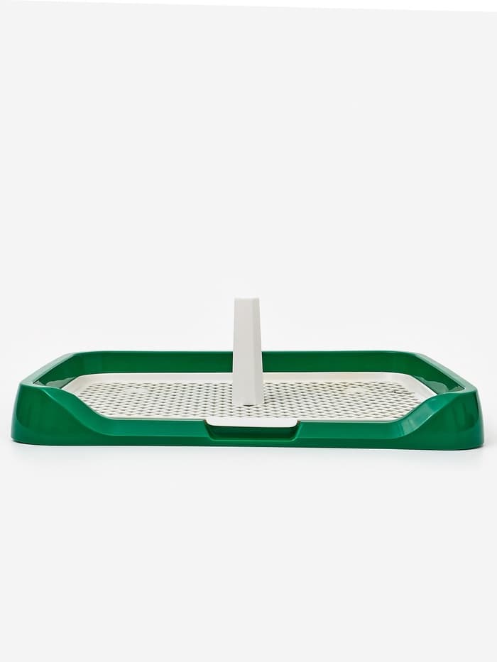 Туалет для собак, 46.5×36×5.5 см, со съёмной решеткой и столбиком, зелёный