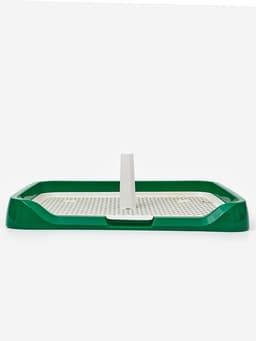 Туалет для собак, 46.5×36×5.5 см, со съёмной решеткой и столбиком, зелёный