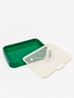 Туалет для собак, 46.5×36×5.5 см, со съёмной решеткой и столбиком, зелёный