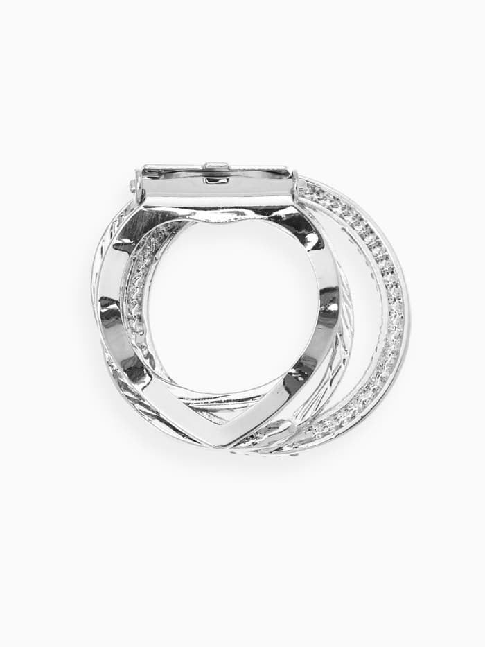 Зажим для платка «Круг», белый в серебре