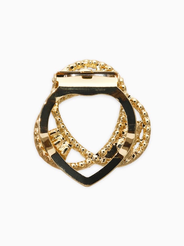 Зажим для платка «Три нити», белый в золоте