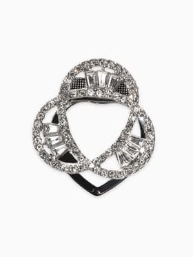 Зажим для платка «Три нити», белый в серебре