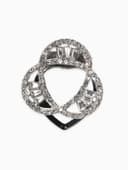 Зажим для платка «Три нити», белый в серебре