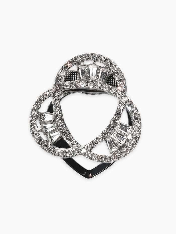 Зажим для платка «Три нити», белый в серебре