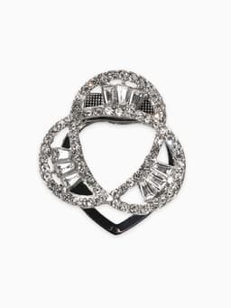 Зажим для платка «Три нити», белый в серебре