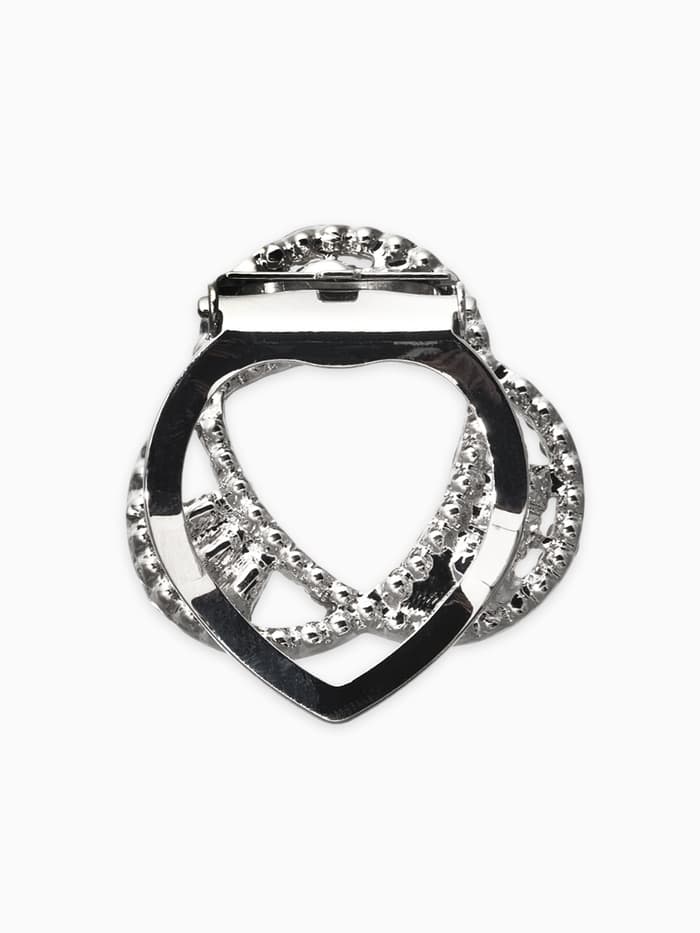 Зажим для платка «Три нити», белый в серебре