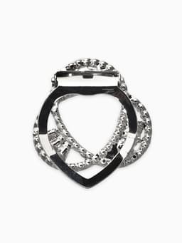 Зажим для платка «Три нити», белый в серебре